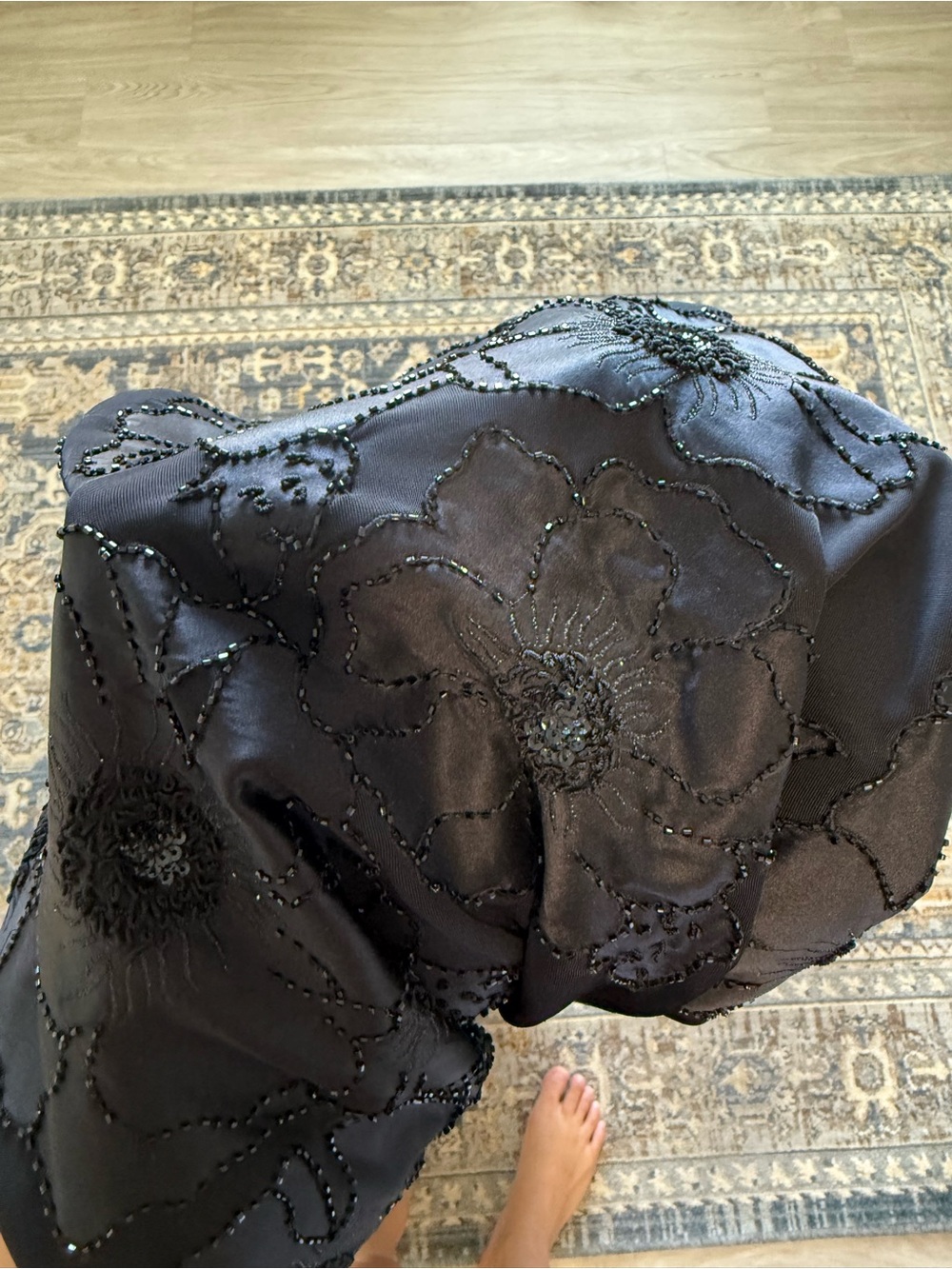 RIMINI Strapless Black Evening Gown with Floral Embellishment - Picture 4 of 4